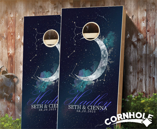 "Wedding Stars & Moondust" Cornhole Boards