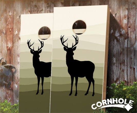"Deer Silhouette on Olive Gradient" Cornhole Boards