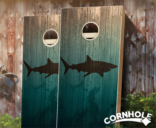 "Shark Wood Planks" Cornhole Boards