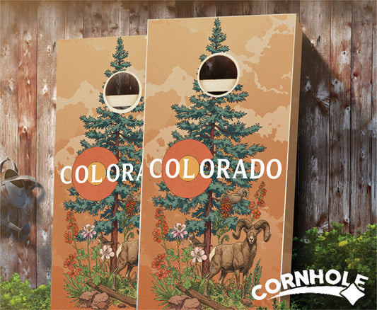"Colorado - State Illustration Motif " Cornhole Boards