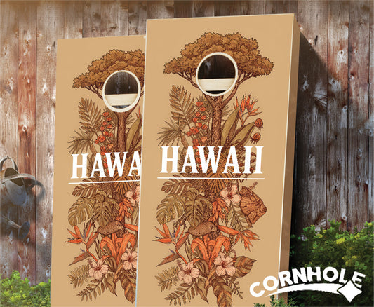 "Hawaii - State Illustration Motif " Cornhole Boards
