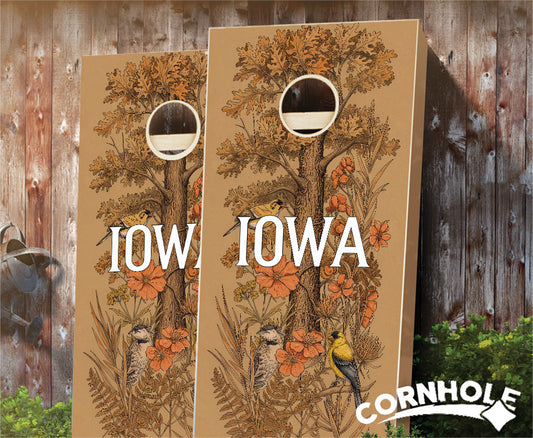 "Iowa- State Illustration Motif " Cornhole Boards