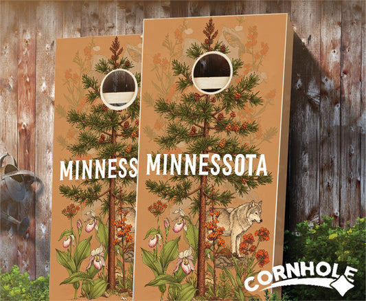 "Minnesota - State Illustration Motif " Cornhole Boards