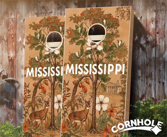"Mississippi - State Illustration Motif " Cornhole Boards