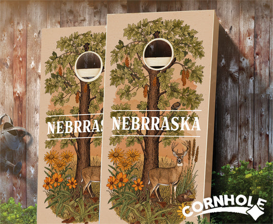 "Nebraska - State Illustration Motif " Cornhole Boards