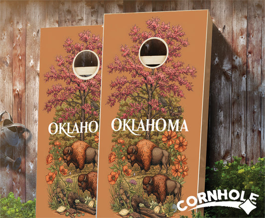 "Oklahoma - State Illustration Motif " Cornhole Boards