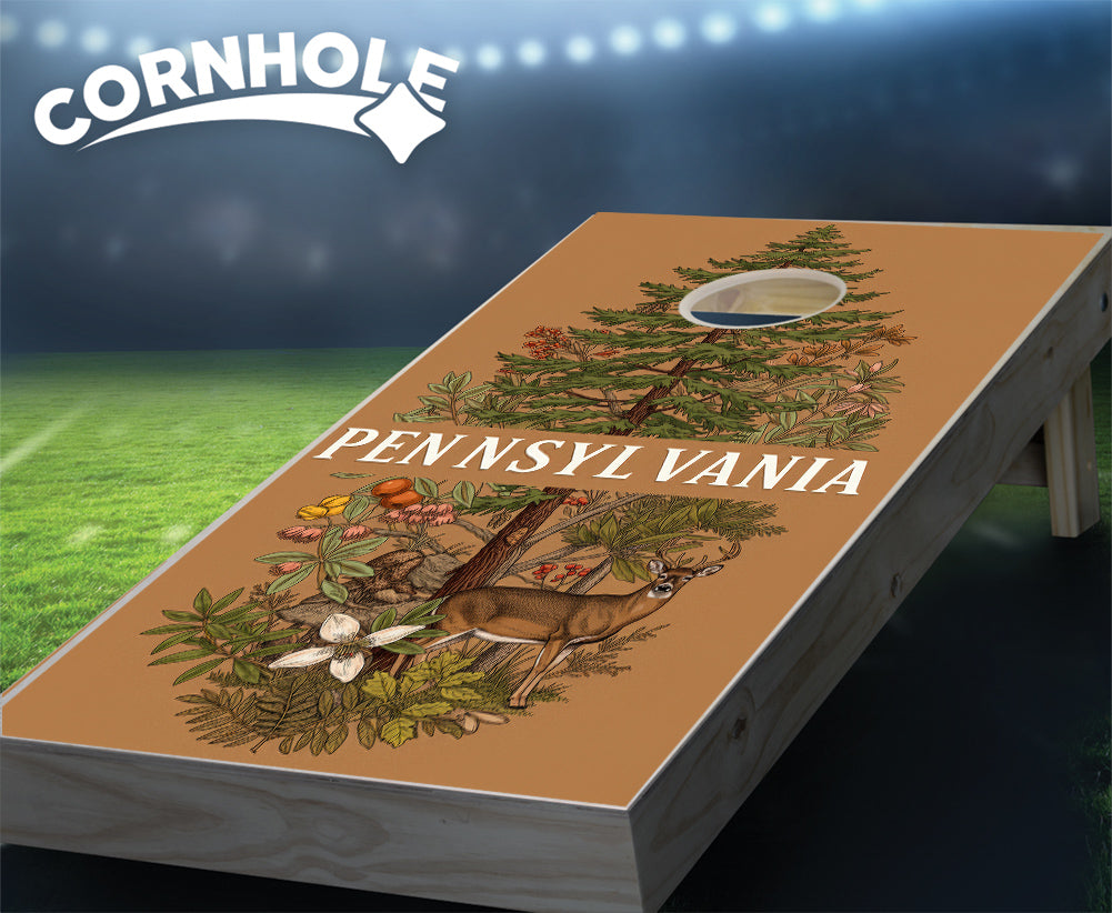 "Pennsylvania - State Illustration Motif " Cornhole Boards