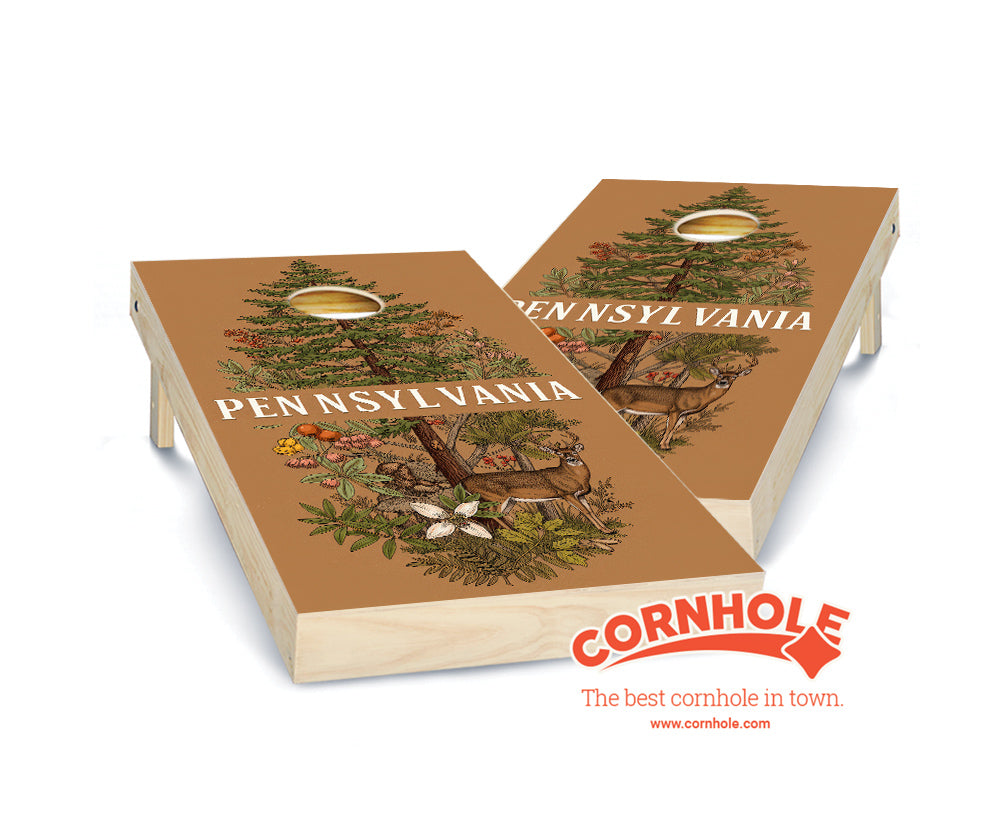 "Pennsylvania - State Illustration Motif " Cornhole Boards