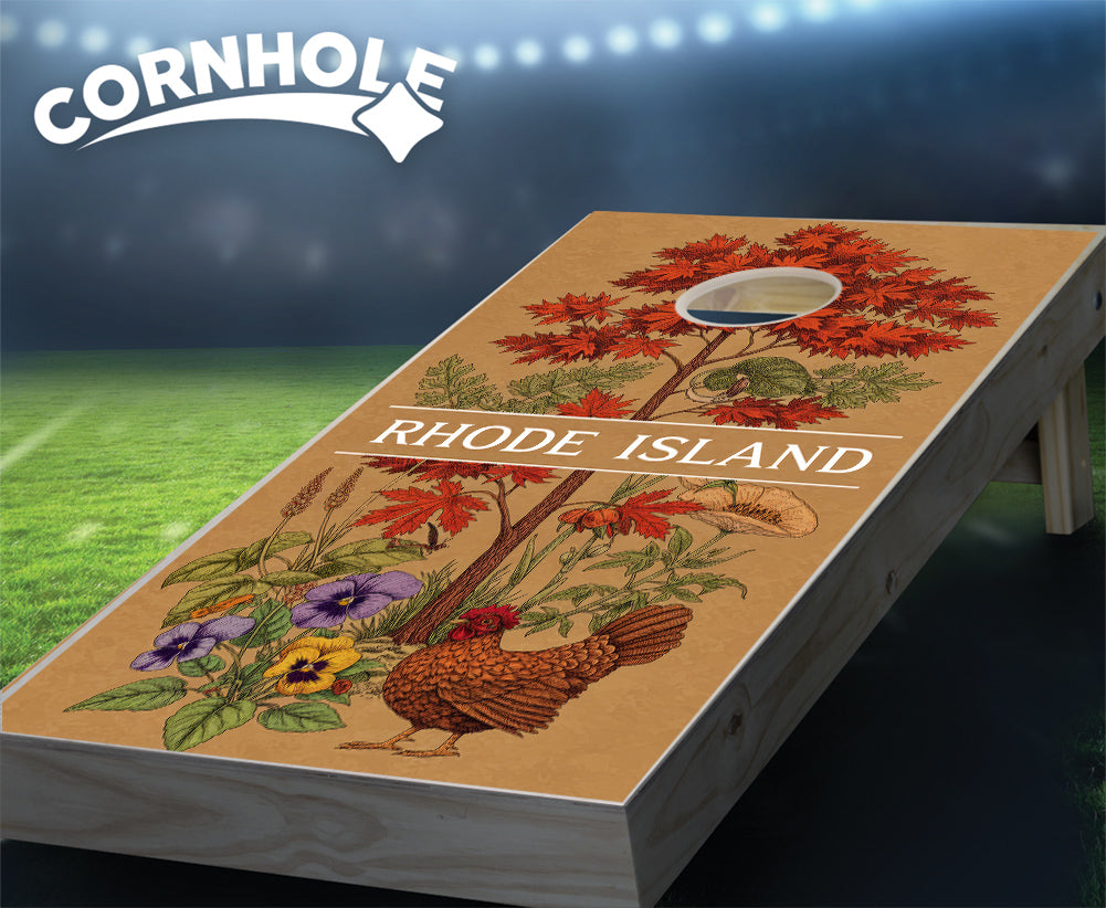 "Rhode Island - State Illustration Motif " Cornhole Boards