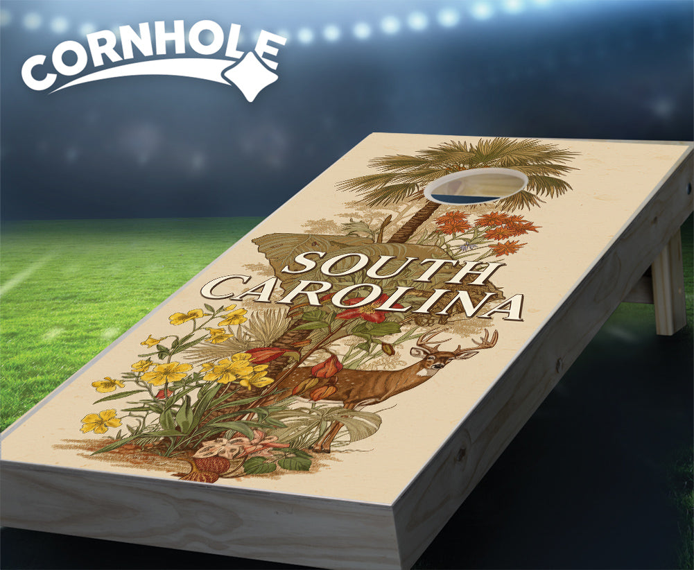 "South Carolina - State Illustration Motif " Cornhole Boards