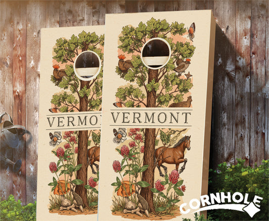 "Vermont- State Illustration Motif " Cornhole Boards