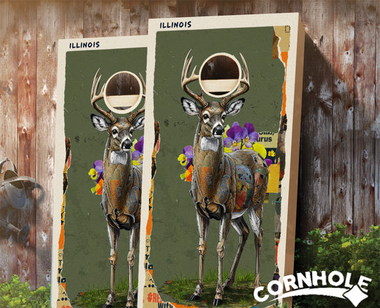 "Illinois - State Mixed Media " Cornhole Boards