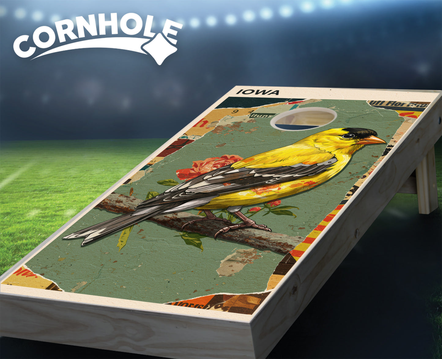 "Iowa - State Mixed Media " Cornhole Boards