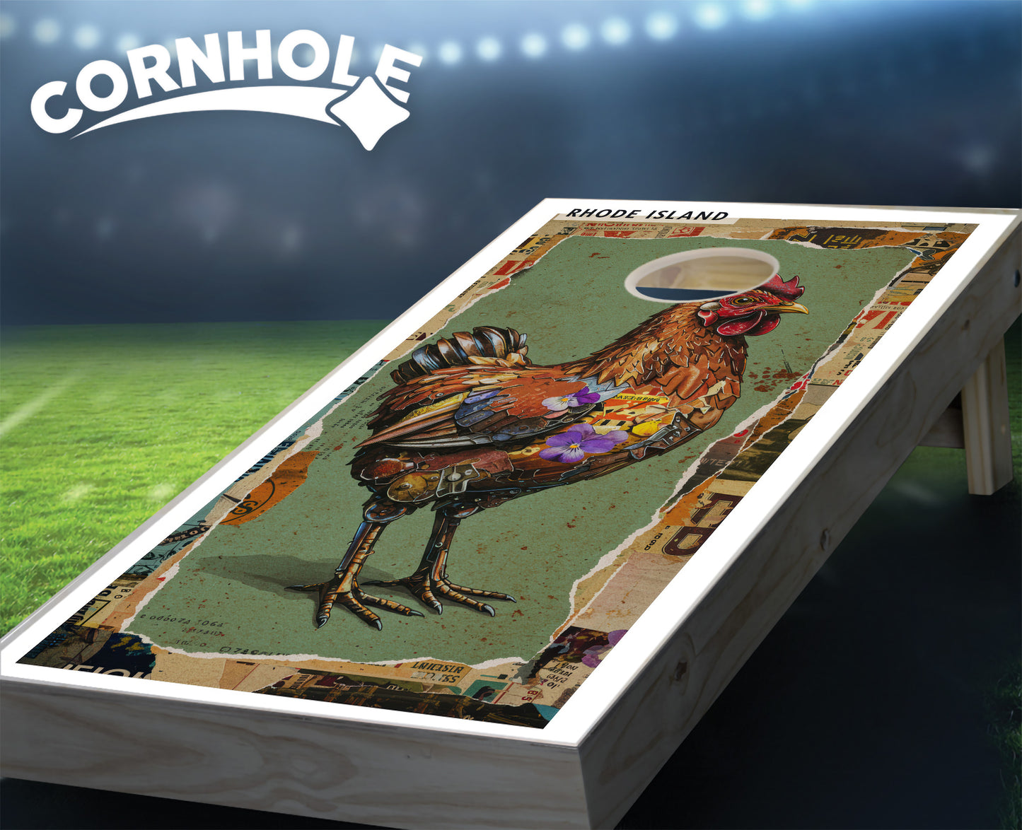 "Rhode Island - State Mixed Media " Cornhole Boards