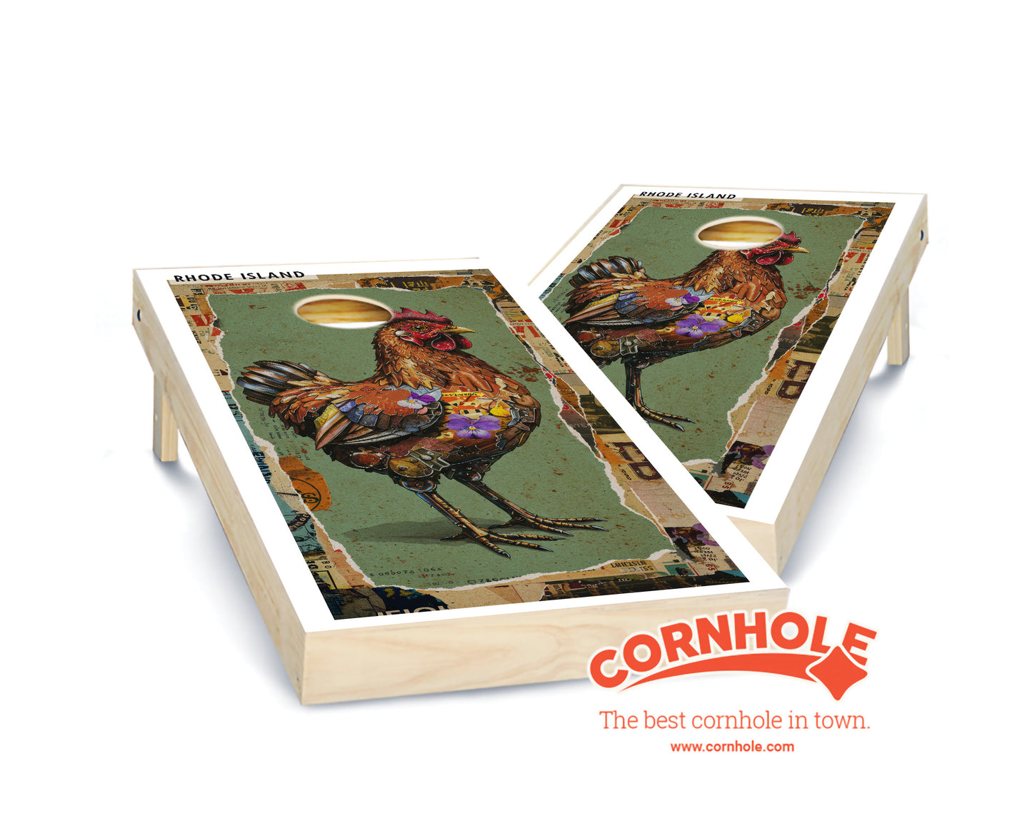 "Rhode Island - State Mixed Media " Cornhole Boards