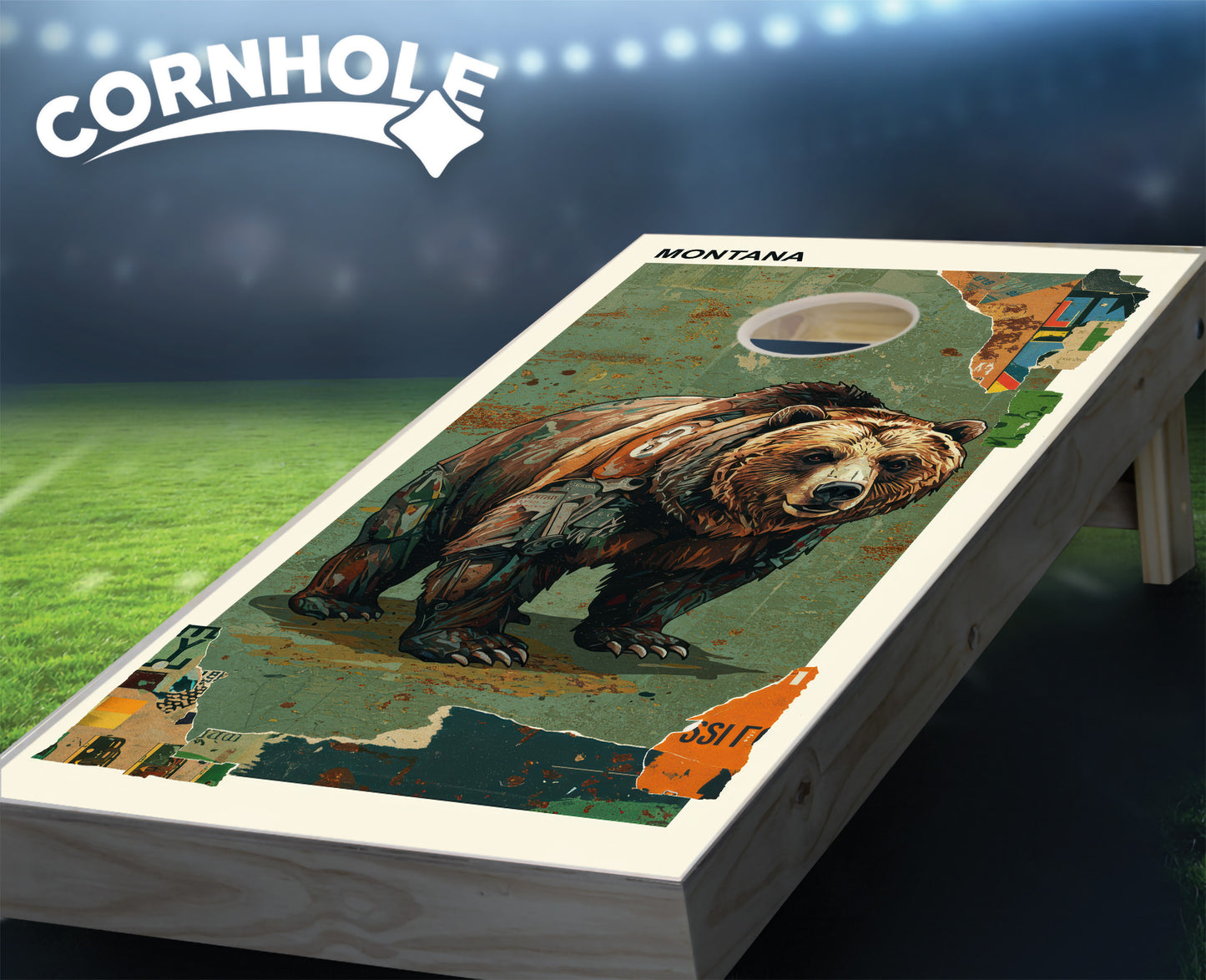"Montana - State Mixed Media " Cornhole Boards