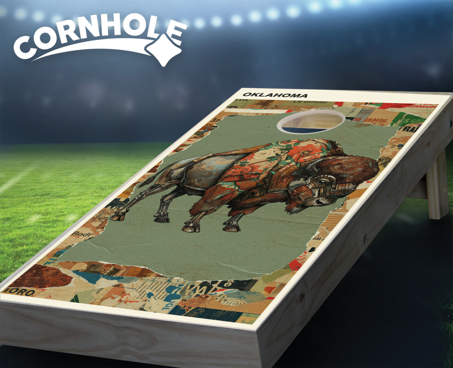"Oklahoma - State Mixed Media " Cornhole Boards