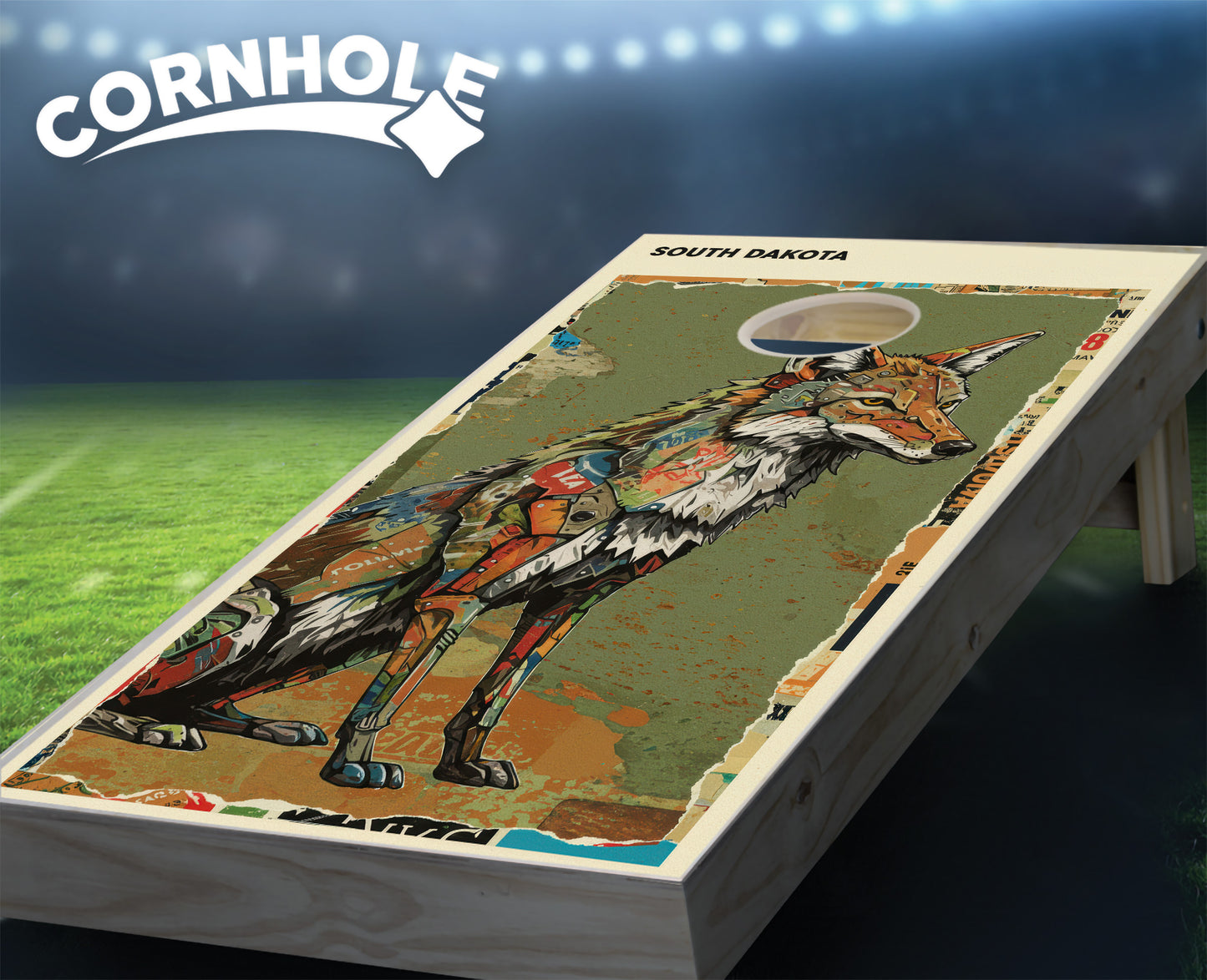 "South Dakota - State Mixed Media " Cornhole Boards