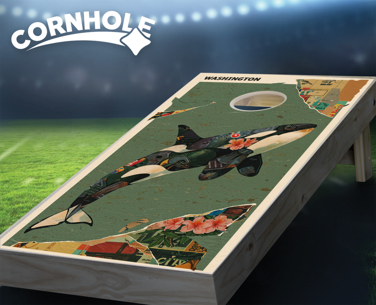 "Washington - State Mixed Media " Cornhole Boards