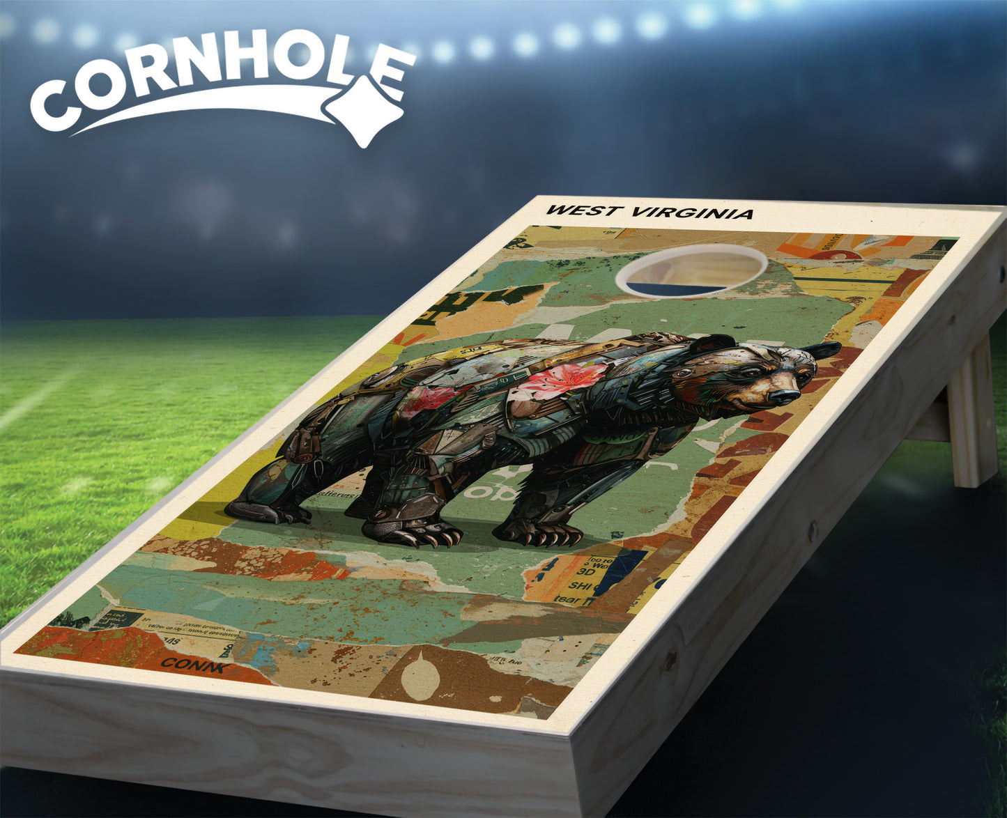 "West Virginia - State Mixed Media " Cornhole Boards