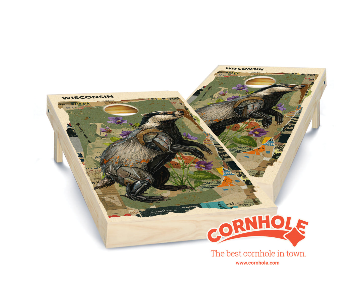 "Wisconsin - State Mixed Media " Cornhole Boards