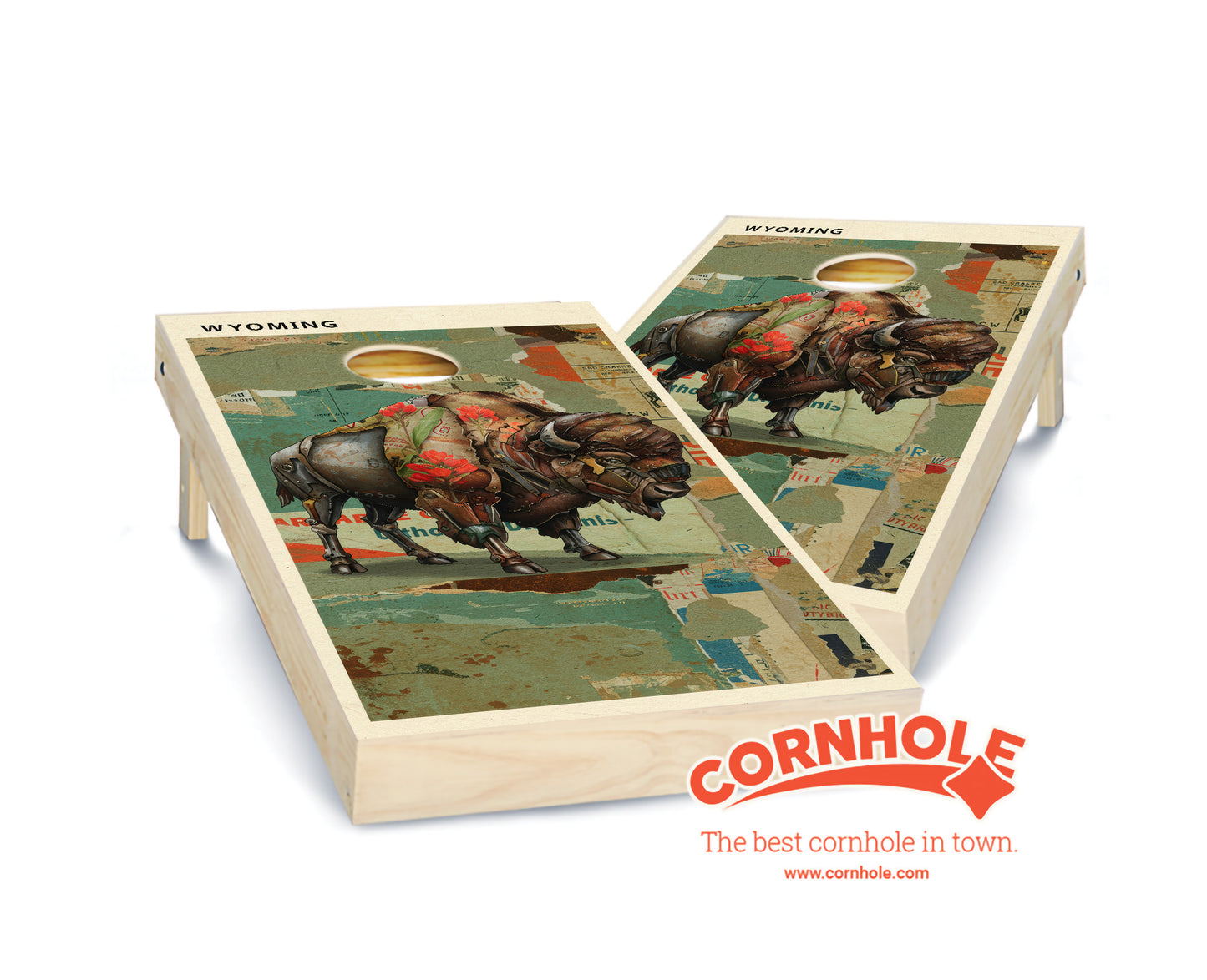 "Wyoming - State Mixed Media " Cornhole Boards
