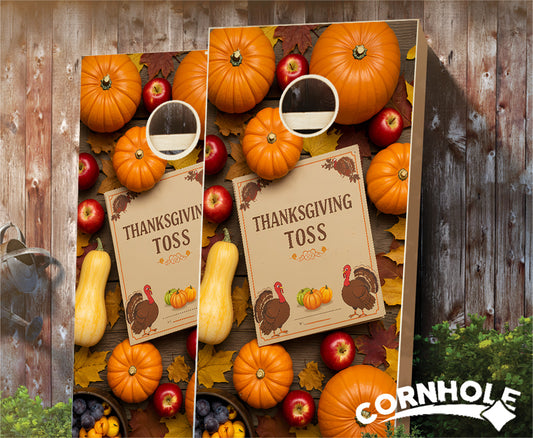 "Thanksgiving - Toss, Eat, Play, Win" Cornhole Boards