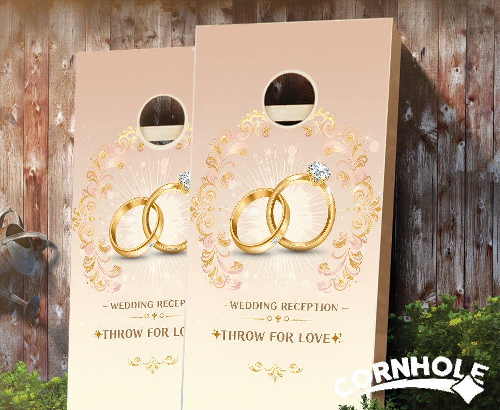 "Wedding Reception - Throw for Love" Cornhole Boards