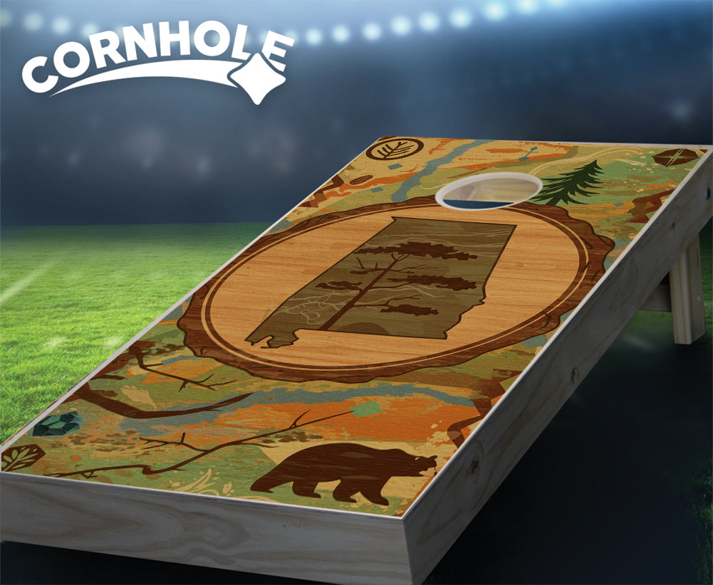 "Alabama - State Wood Homage " Cornhole Boards
