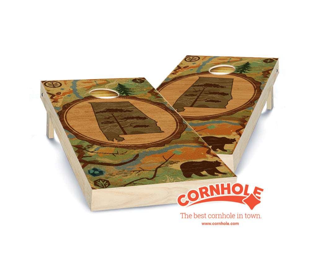 "Alabama - State Wood Homage " Cornhole Boards