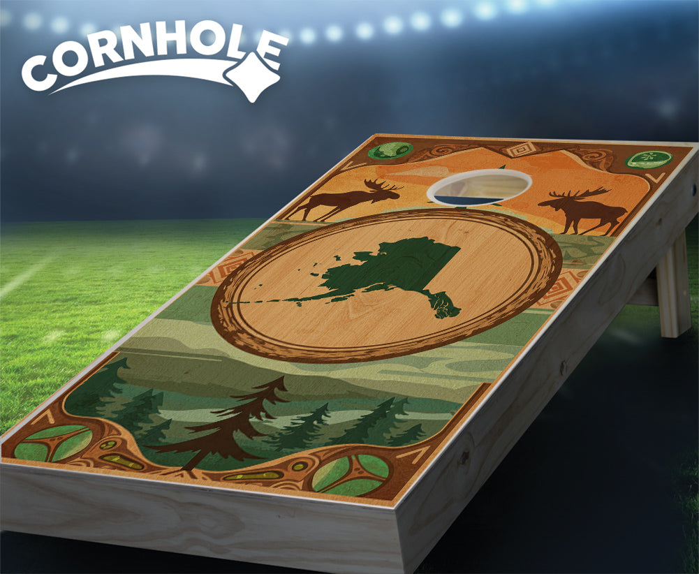 "Alaska - State Wood Homage " Cornhole Boards