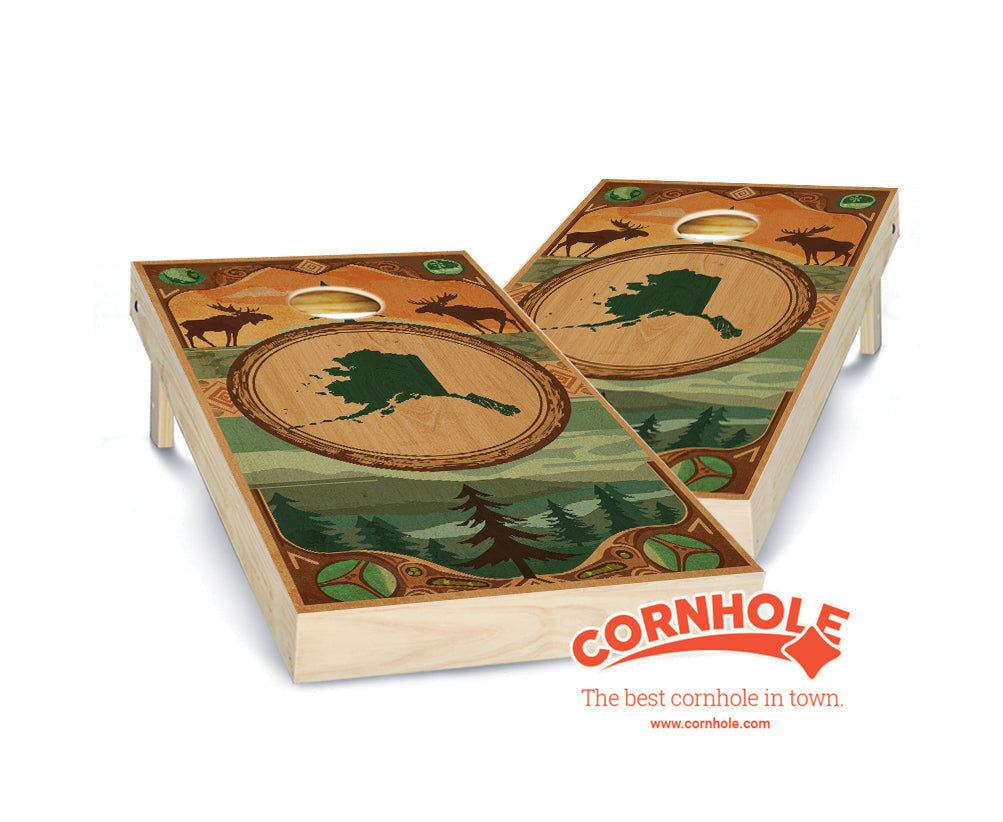 "Alaska - State Wood Homage " Cornhole Boards