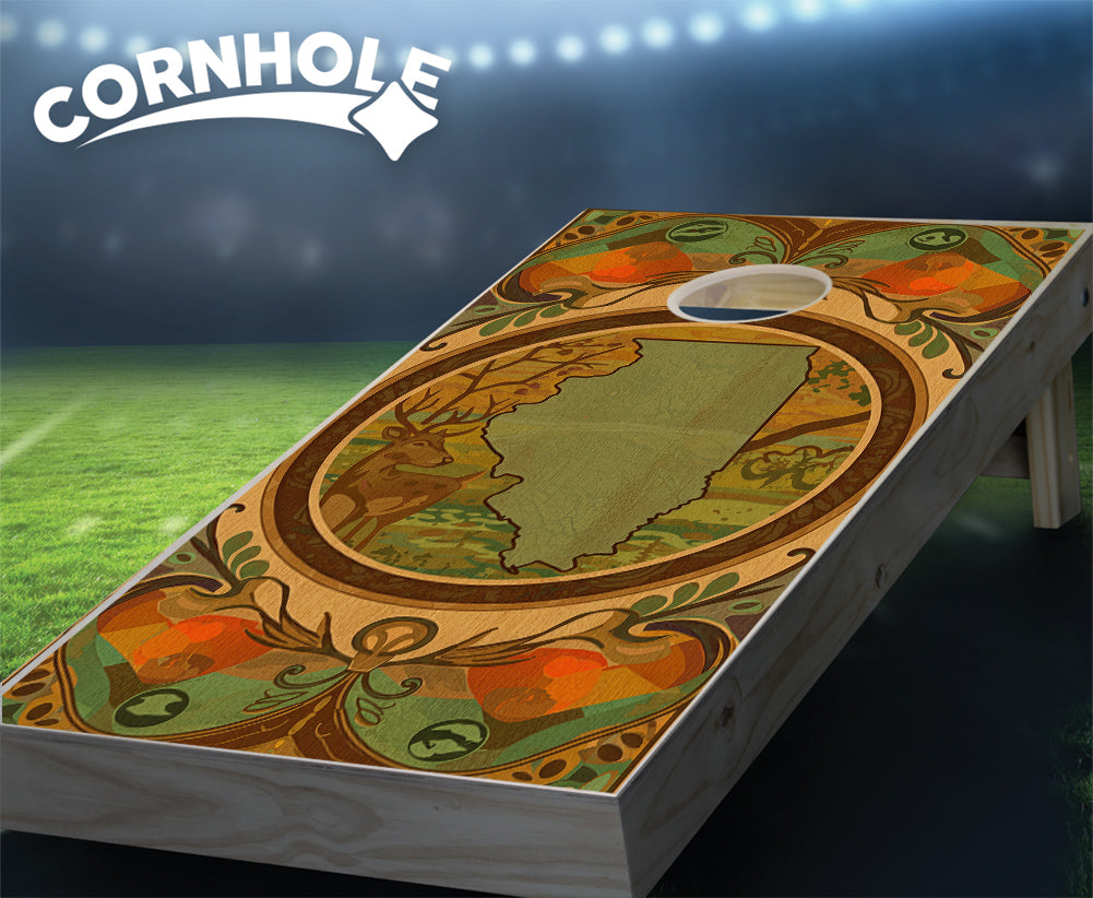 "Illinois - State Wood Homage " Cornhole Boards