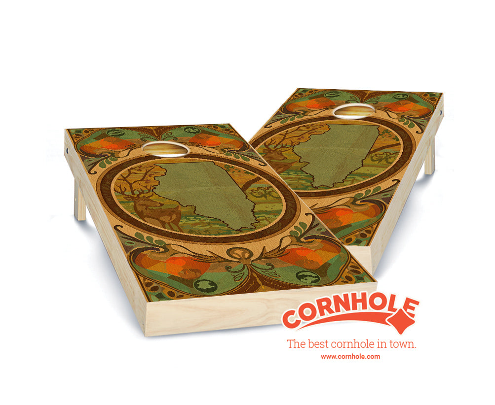 "Illinois - State Wood Homage " Cornhole Boards