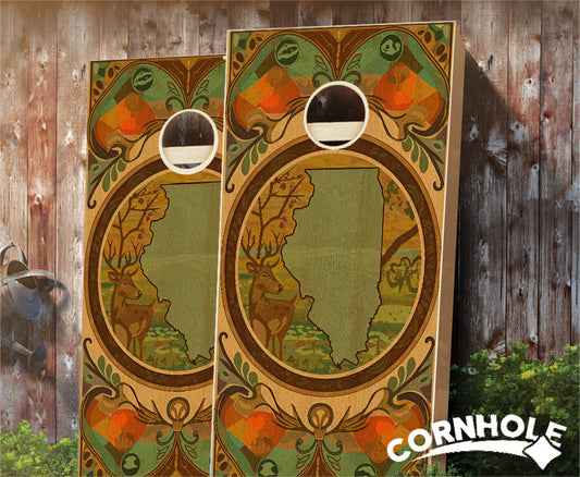 "Illinois - State Wood Homage " Cornhole Boards