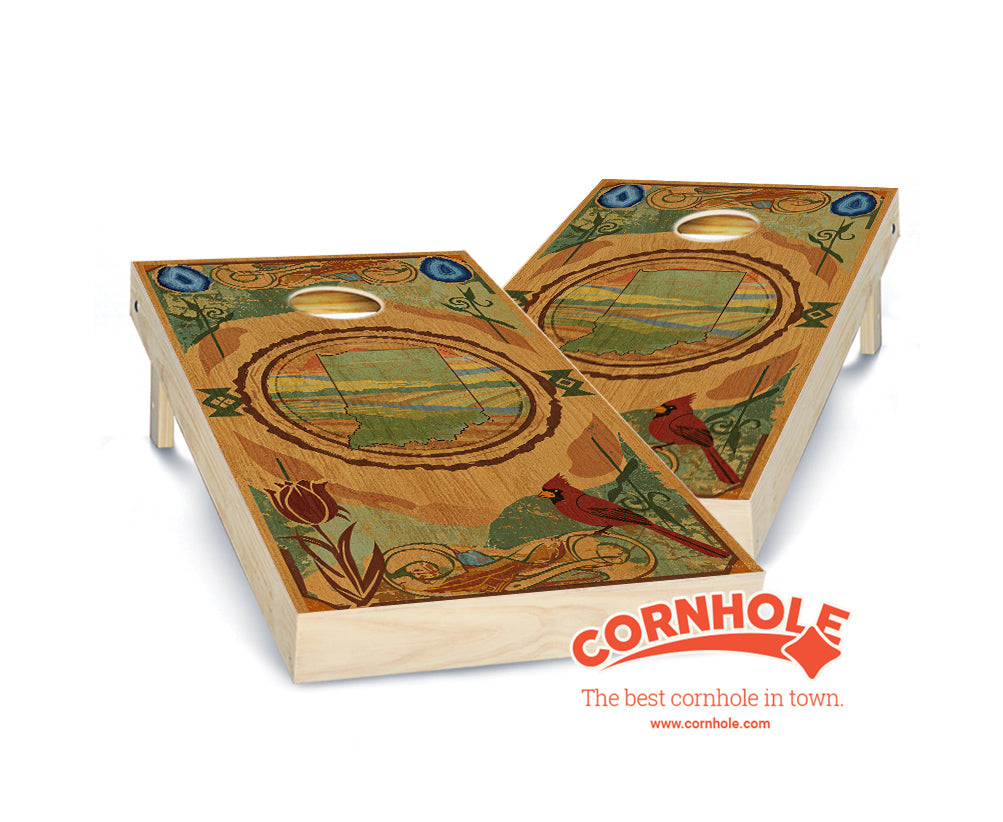 "Indiana - State Wood Homage " Cornhole Boards