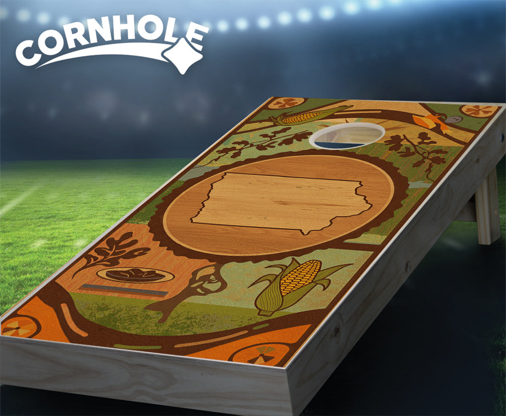 "Iowa - State Wood Homage " Cornhole Boards