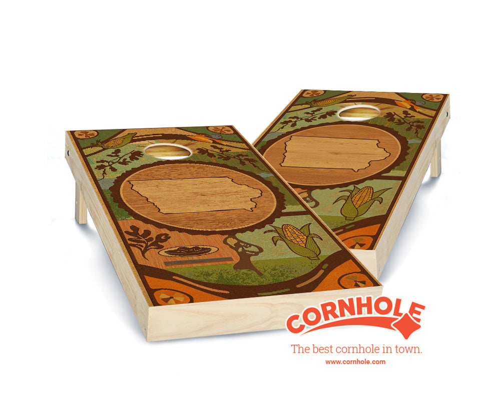 "Iowa - State Wood Homage " Cornhole Boards