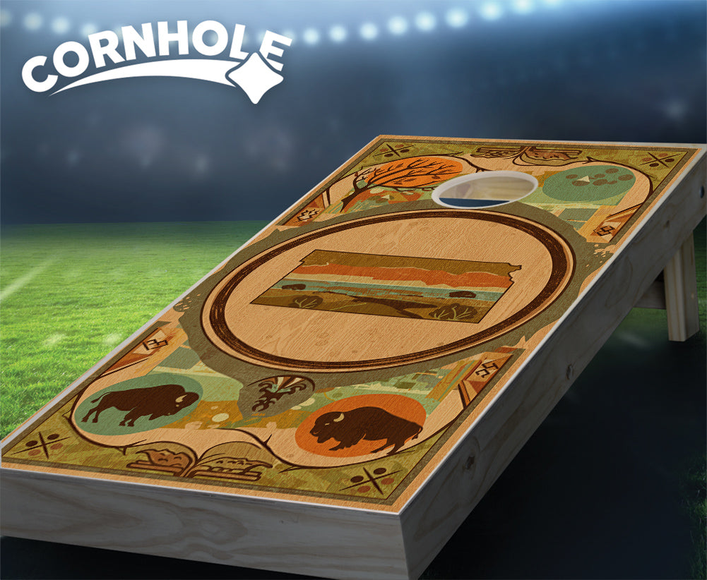 "Kansas - State Wood Homage " Cornhole Boards
