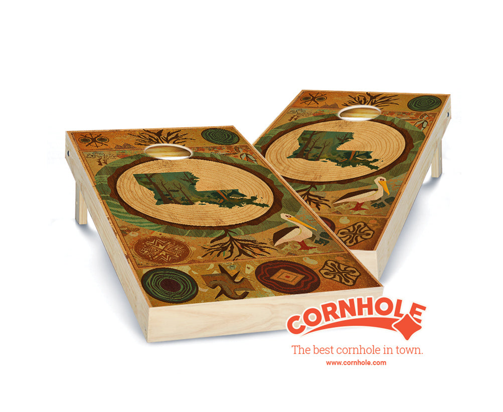 "Louisiana - State Wood Homage " Cornhole Boards