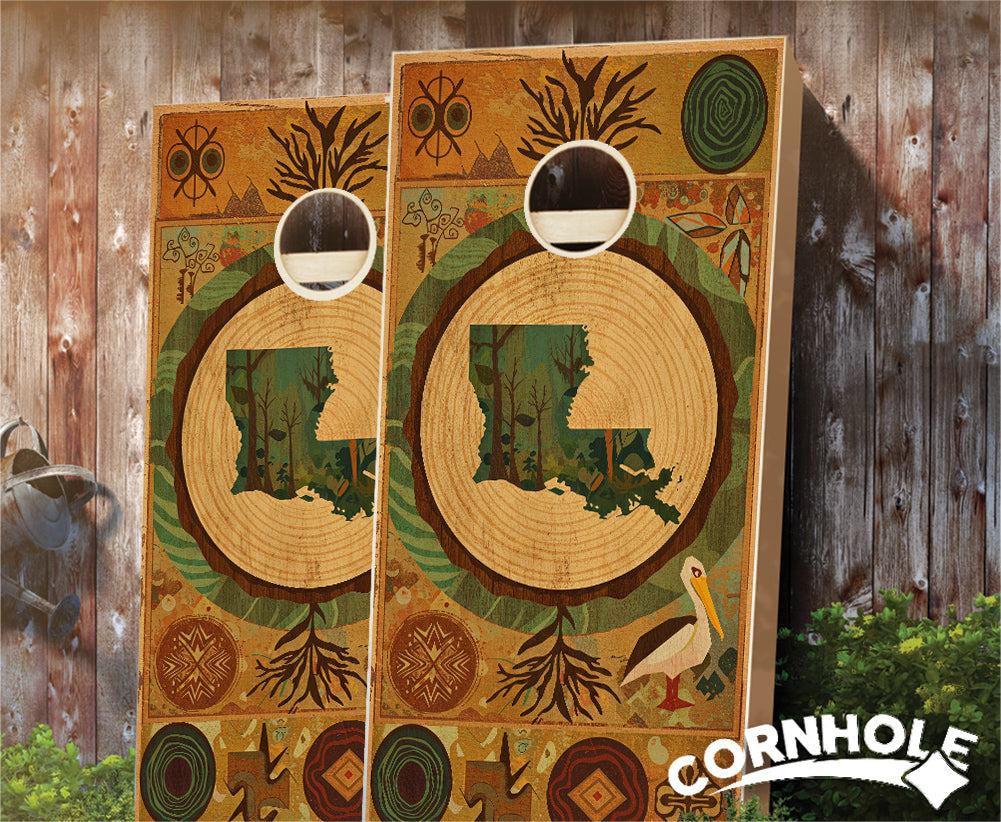 "Louisiana - State Wood Homage " Cornhole Boards