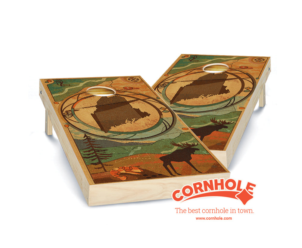 "Maine - State Wood Homage " Cornhole Boards