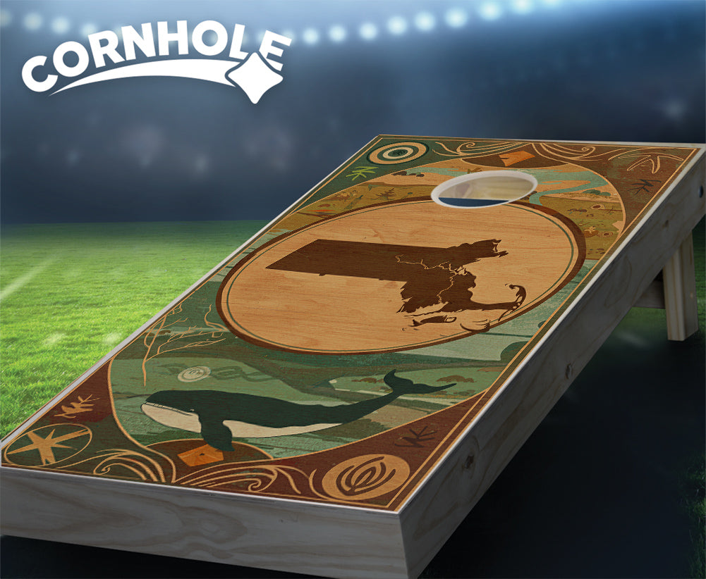 "Massachusetts - State Wood Homage " Cornhole Boards