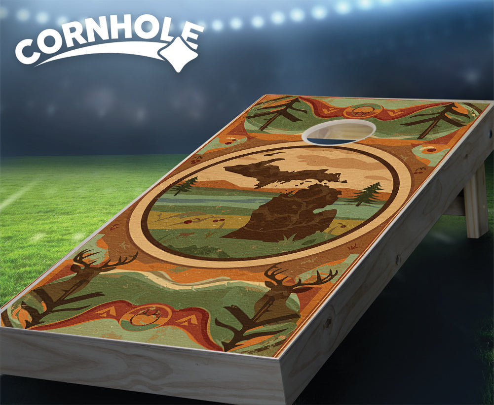 "Michigan - State Wood Homage " Cornhole Boards