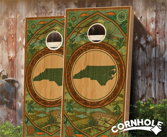 "North Carolina - State Wood Homage " Cornhole Boards