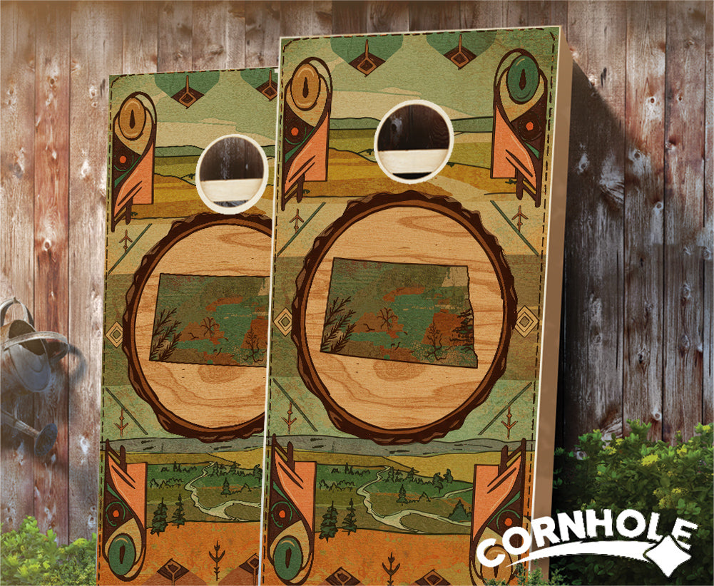 "North Dakota - State Wood Homage " Cornhole Boards