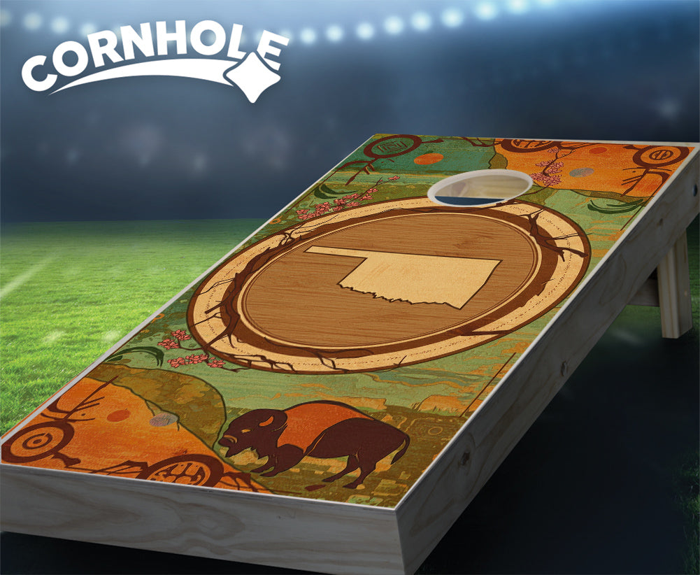 "Oklahoma - State Wood Homage " Cornhole Boards