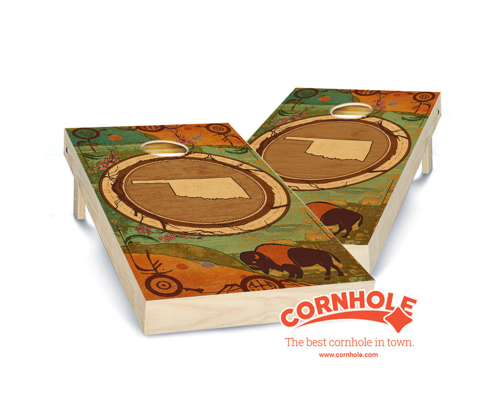 "Oklahoma - State Wood Homage " Cornhole Boards