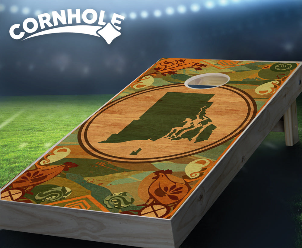 "Rhode Island - State Wood Homage " Cornhole Boards