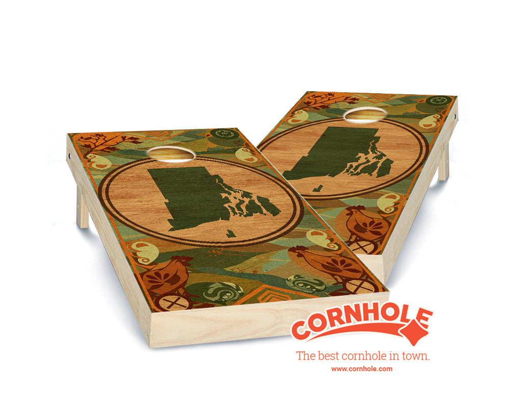 "Rhode Island - State Wood Homage " Cornhole Boards
